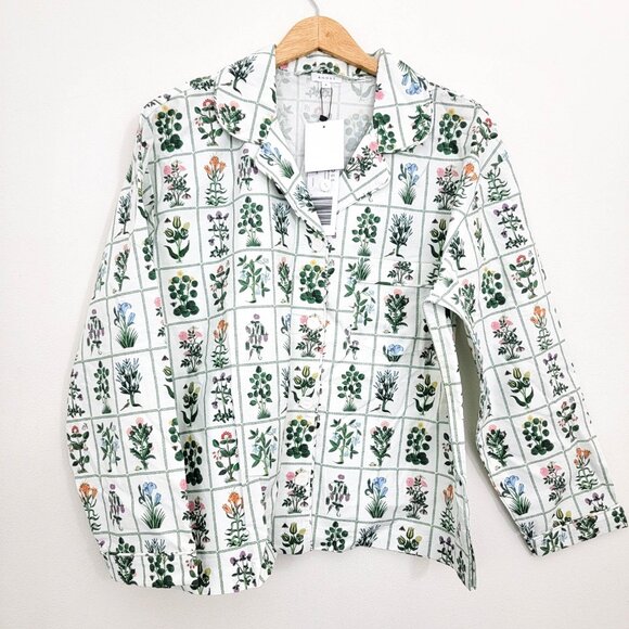 Rhode Berto Pajama Set in Gridded Garden White Medium NWT - Picture 1 of 5